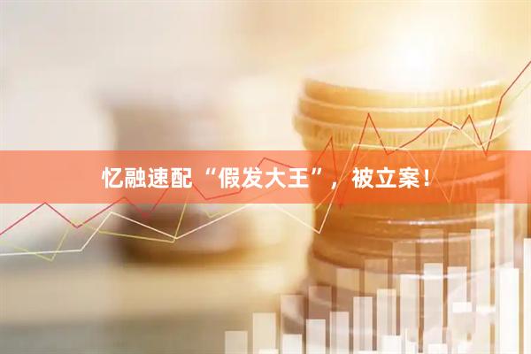 忆融速配 “假发大王”，被立案！